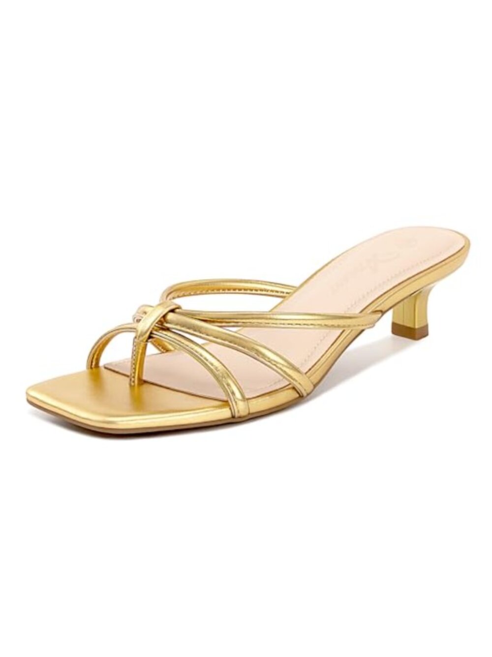 Women's Kitten Heel Thong Sandals Square Toe Slip On Heels
